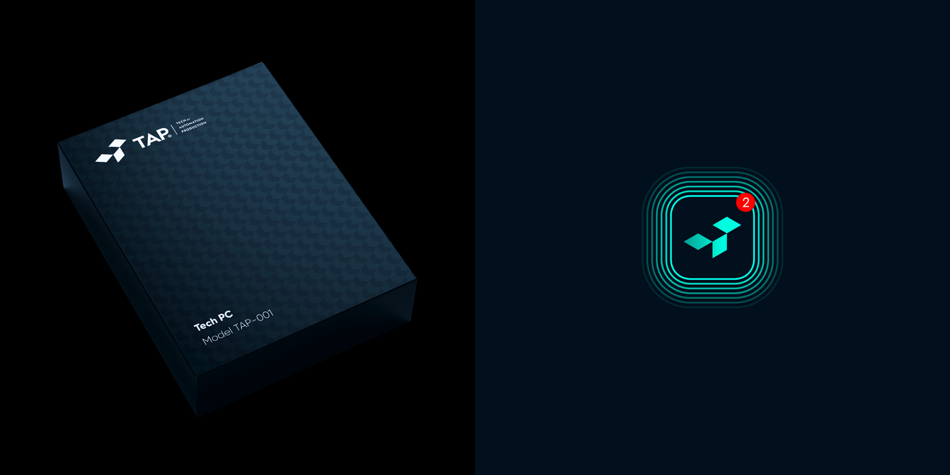 TAP System — Controller Packaging Box and Software App Icon