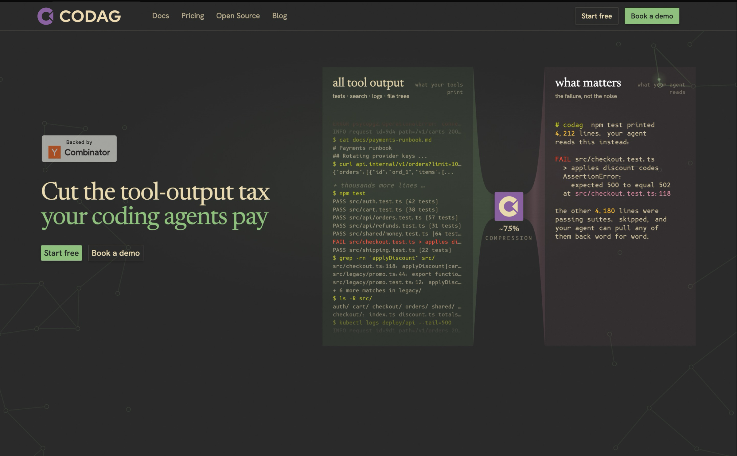 Codag — Brandmark Integrated into Website Header and Core Funnel