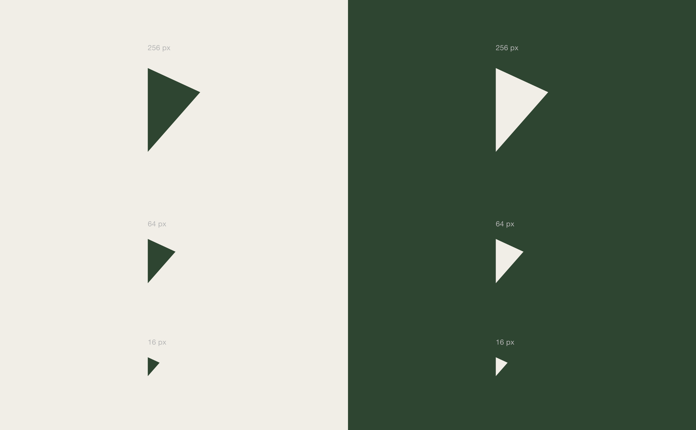 Pennant — Optical Scaling at 256px, 64px, and 16px