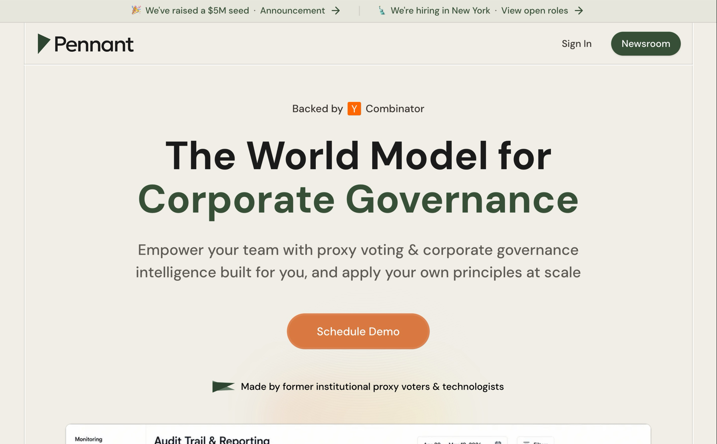 Pennant — Brandmark Integrated into Website Header