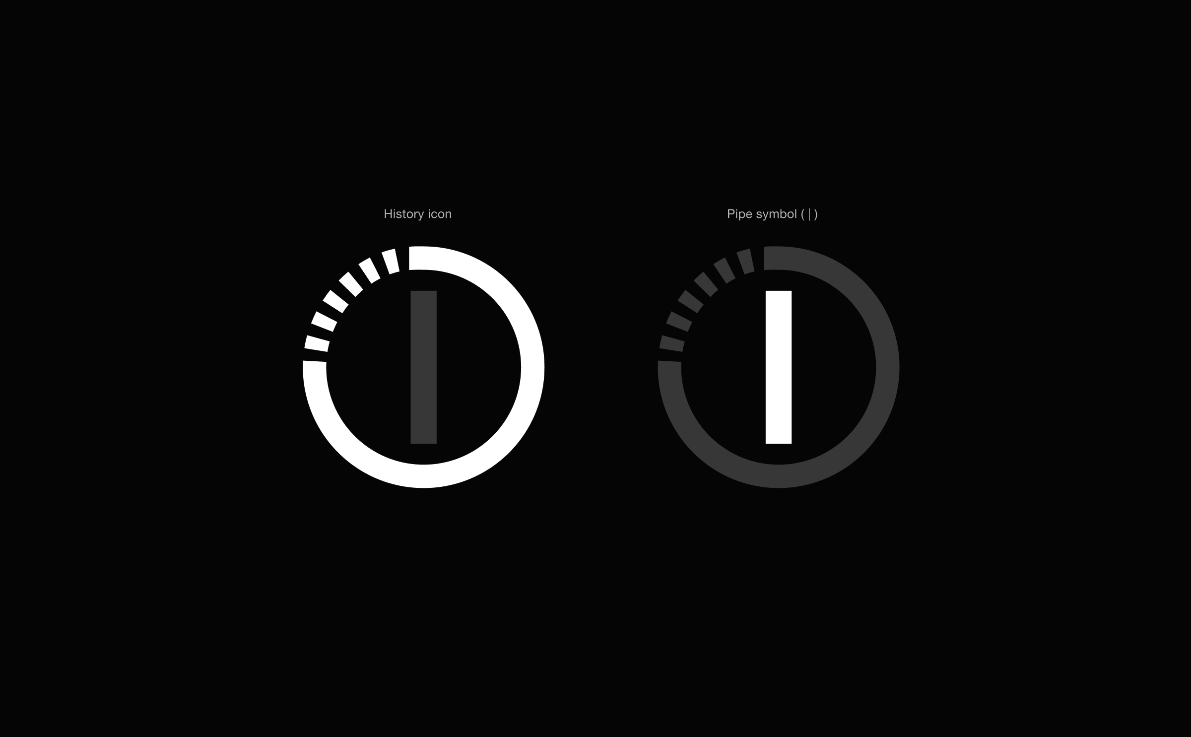 Screenpipe — History Icon and Unix Pipe Symbol Construction