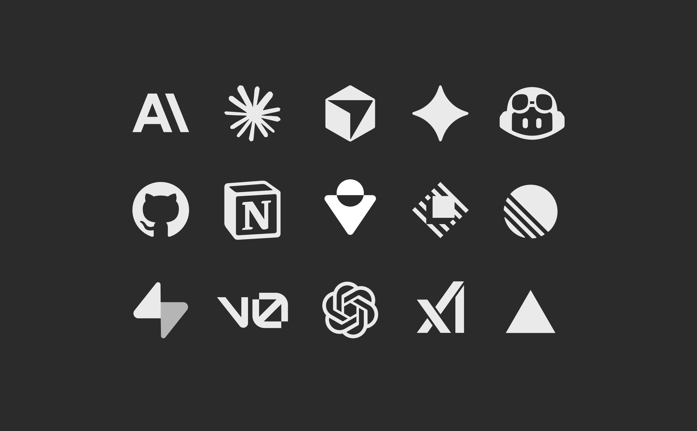 Vectorial — Monochrome Benchmark Grid Alongside AI and DevTools Icons